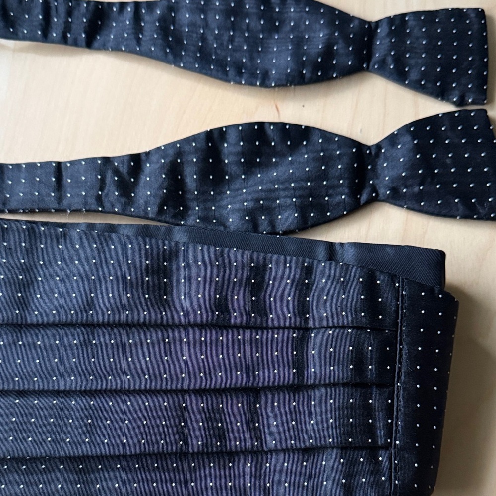 Classic Black Polka Dot Bow Tie and Cummerbund Set